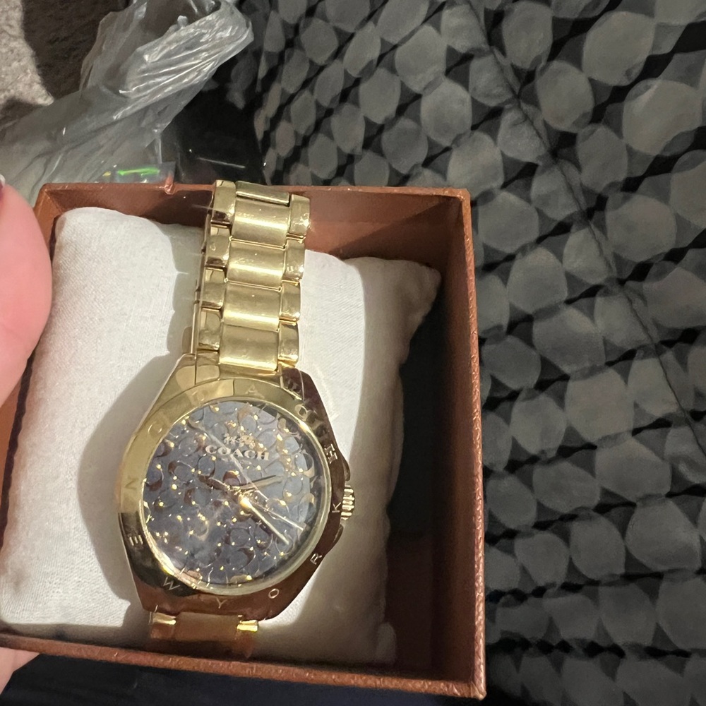 Coach Gold Watch with Floral Dial